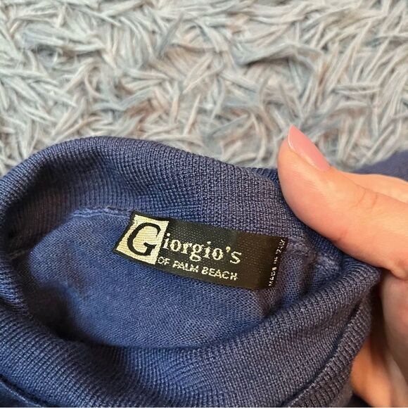 Giorgio’s of Palm Beach Blue Cashmere Silk Turtleneck Short Sleeve Top Size S - Picture 5 of 5
